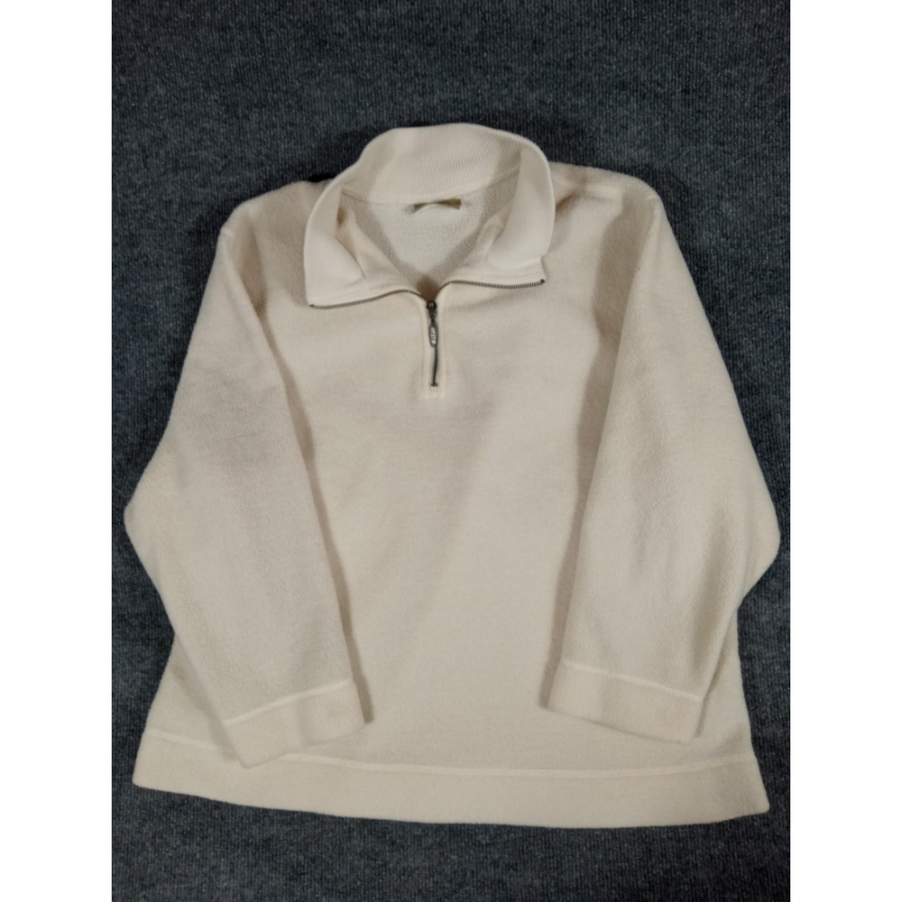 Liz Claiborne Vintage 90's Women's Large Pullover Fleece- 1/4 Zip Beige Comfy